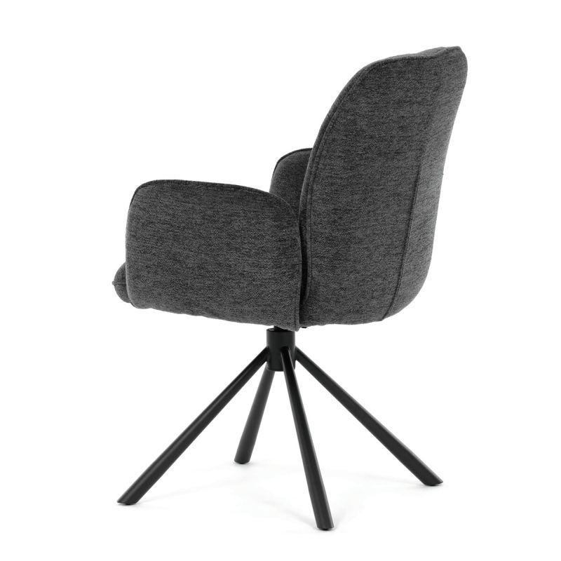 Elegantná jedálenská stolička, antracitová hladká látka, čierny kov