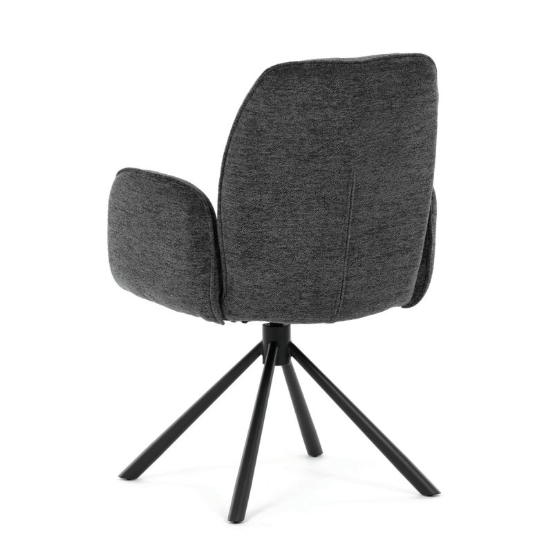 Elegantná jedálenská stolička, antracitová hladká látka, čierny kov