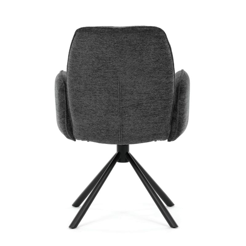 Elegantná jedálenská stolička, antracitová hladká látka, čierny kov