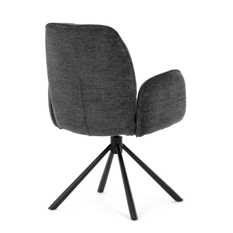 Elegantná jedálenská stolička, antracitová hladká látka, čierny kov