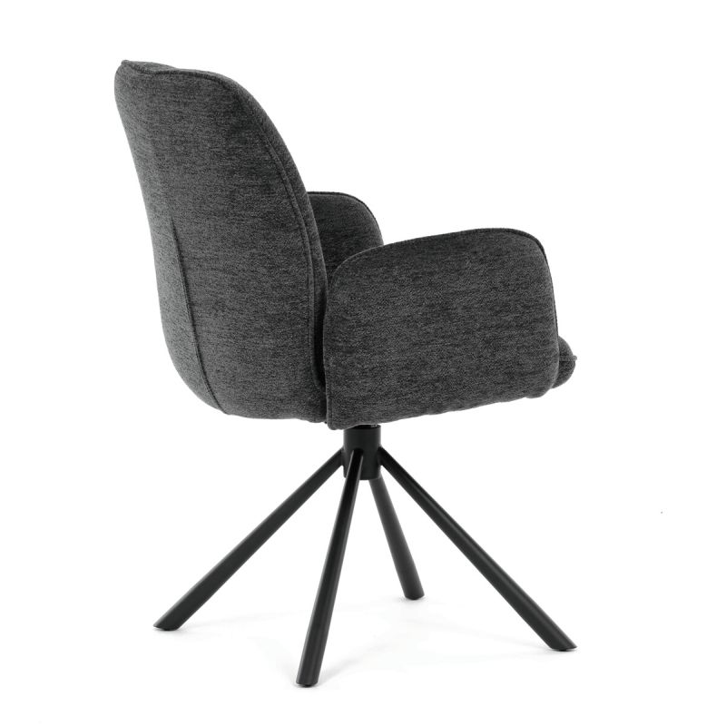 Elegantná jedálenská stolička, antracitová hladká látka, čierny kov
