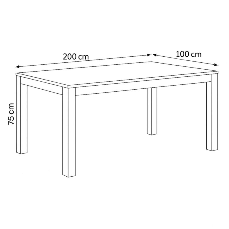 Jedálenský drevený stôl 200x100, masív dub biely, povrchová úprava olejom