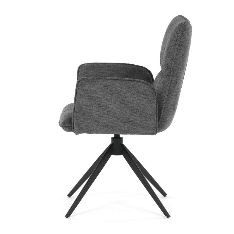 Elegantná jedálenská stolička sivá látka, 360 ° vratný mechanizmus