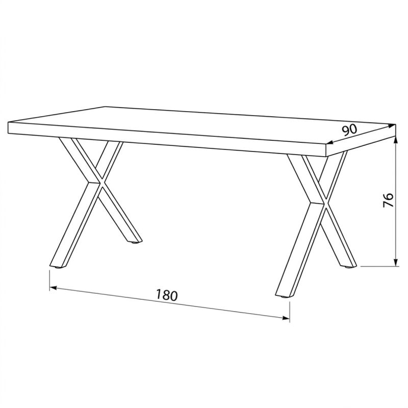 Jedálenský stôl s rozmermi 180x90, nohy v tvare X, šedý dub