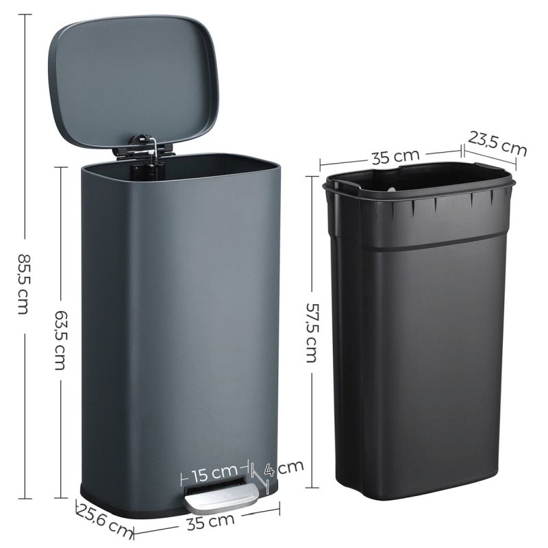Kôš na odpadky, kovový, čierny – 30 l