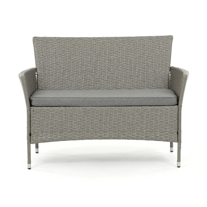 Záhradná jedálenská zostava z polyratanu, sivá