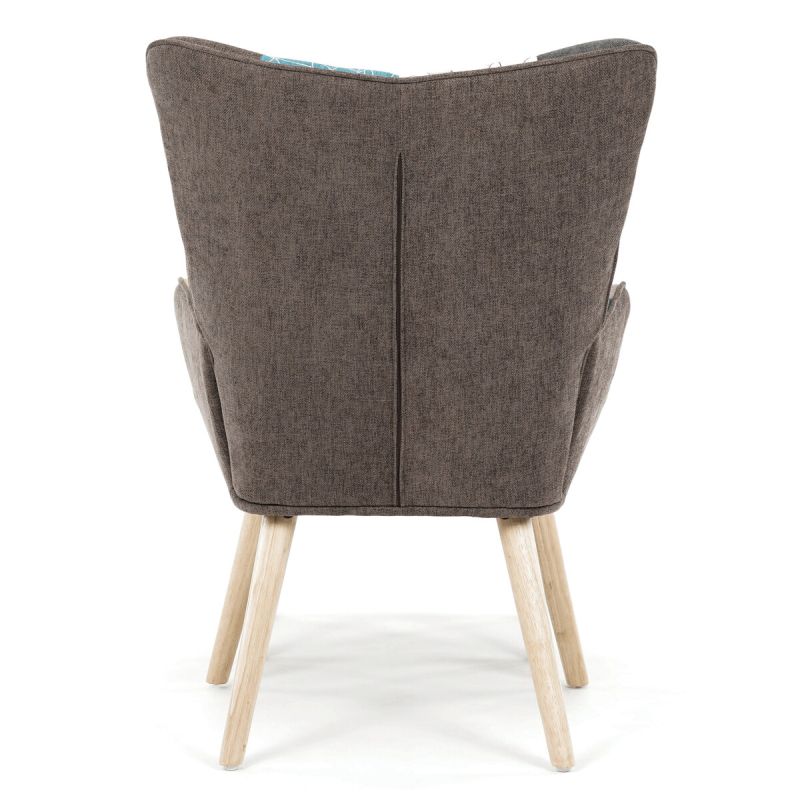 Relaxačné kreslo ušiak s taburetom, viacfarebné patchwork, látka