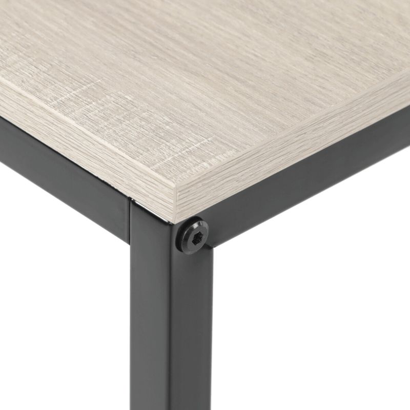 Stôl pracovný s regálom, MDF, bielený dub, čierny kov