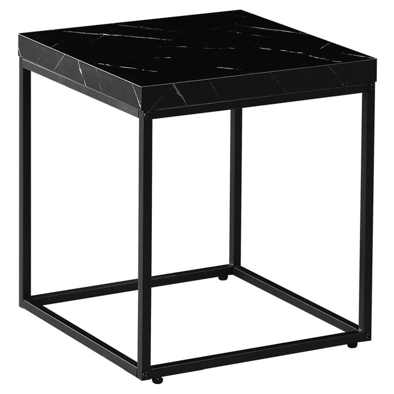 Konferenčný stolík 40x40cm, MDF čierny mramor, čierna podnož