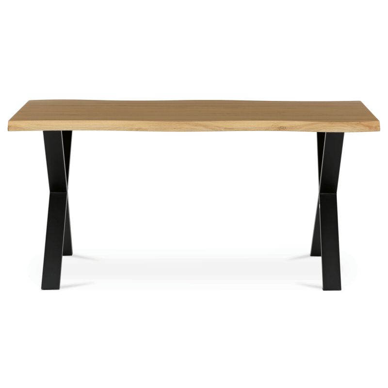 Jedálenský stôl 160x90, MDF divoký dub, nohy kov čierny v tvare X