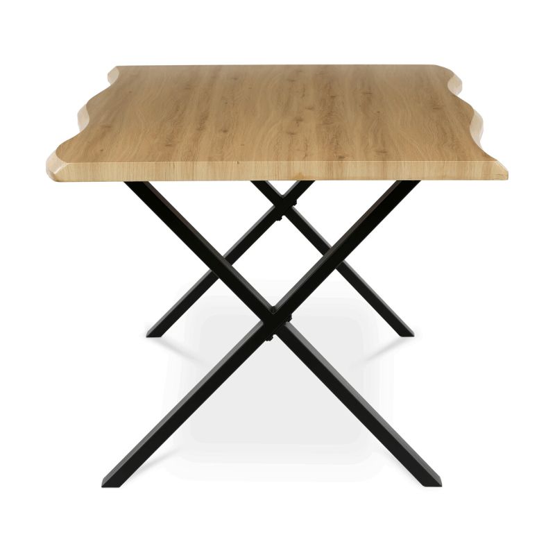 Jedálenský stôl 210x100, MDF divoký dub, nohy kov čierny v tvare X
