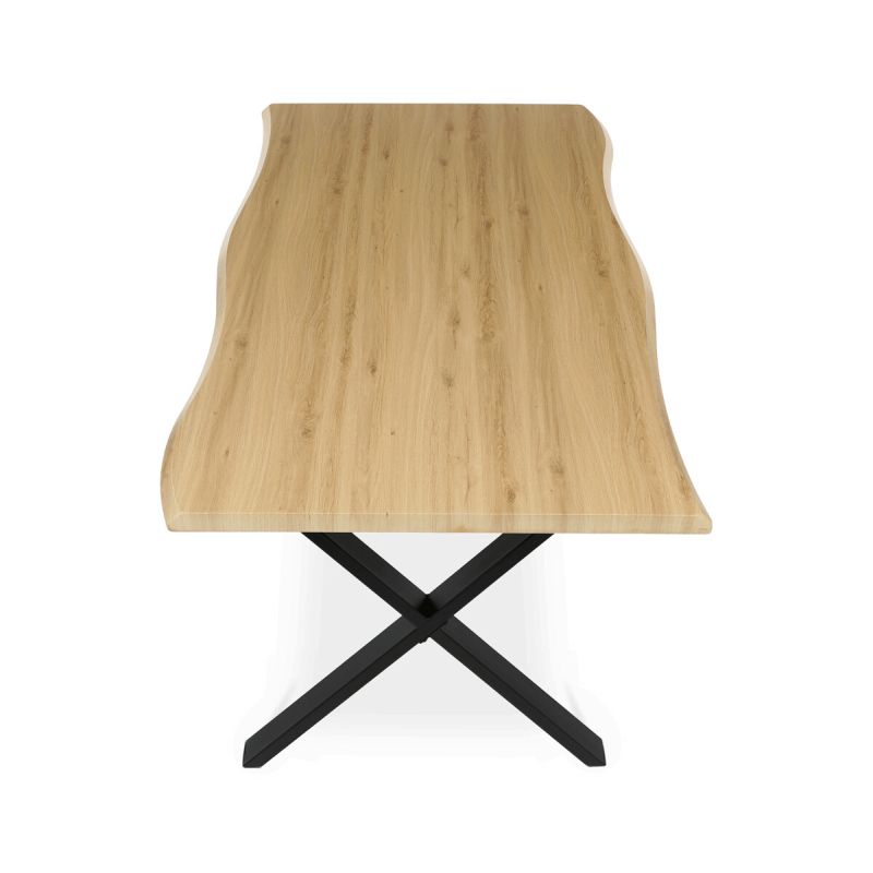 Jedálenský stôl 210x100, MDF divoký dub, nohy kov čierny v tvare X