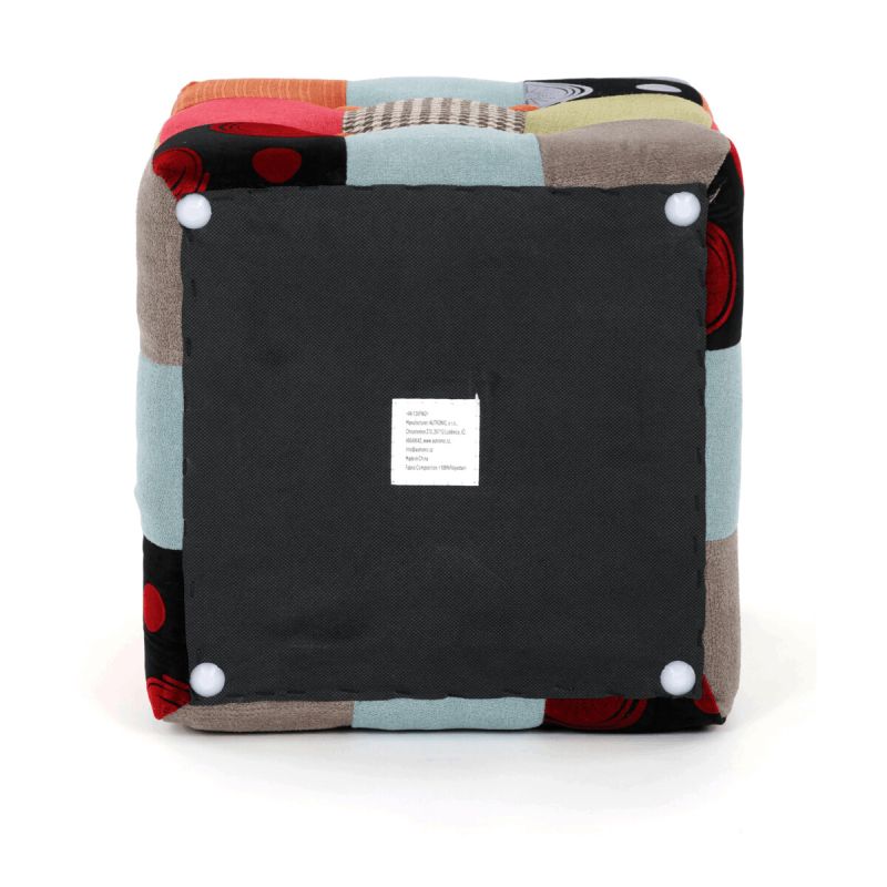 Taburet 34 cm, viacfarebná látka patchwork