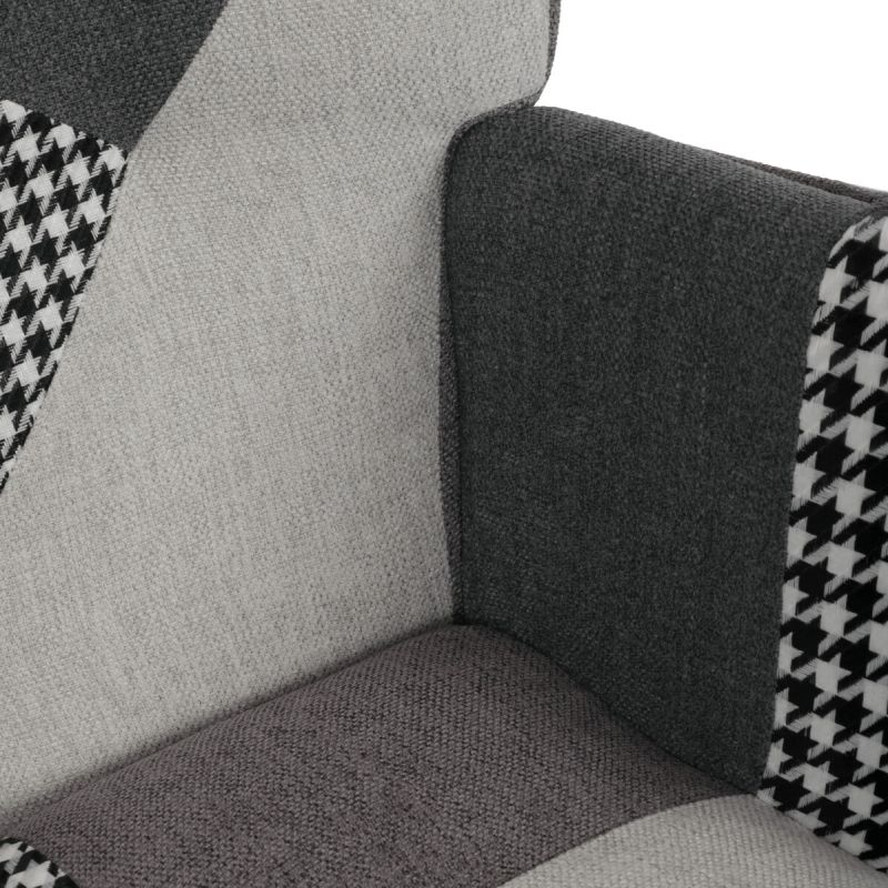 Luxusné hojdacie kreslo, sivé s patchwork dizajnom