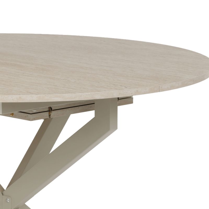 Rozkladací jedálenský stôl, travertin, 120–160cm, s kovovou podnožou