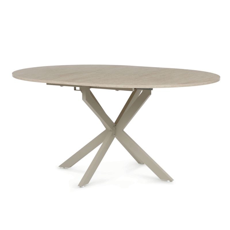 Rozkladací jedálenský stôl, travertin, 120–160cm, s kovovou podnožou