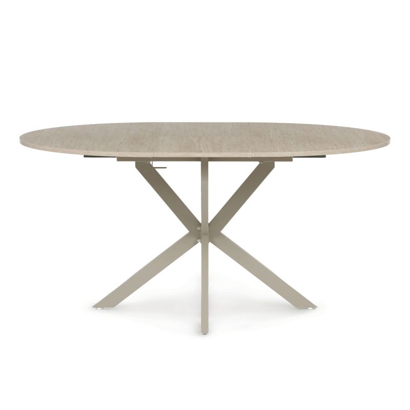 Rozkladací jedálenský stôl, travertin, 120–160cm, s kovovou podnožou