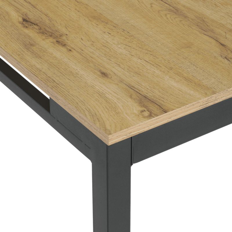 Rozkladací jedálenský stôl, dub, 60–90 cm, s kovovými nohami