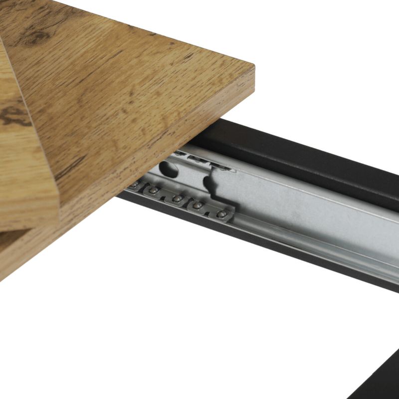 Rozkladací jedálenský stôl, dub, 60–90 cm, s kovovými nohami
