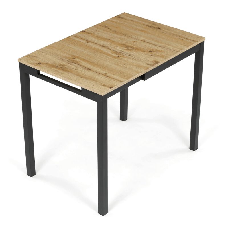 Rozkladací jedálenský stôl, dub, 60–90 cm, s kovovými nohami