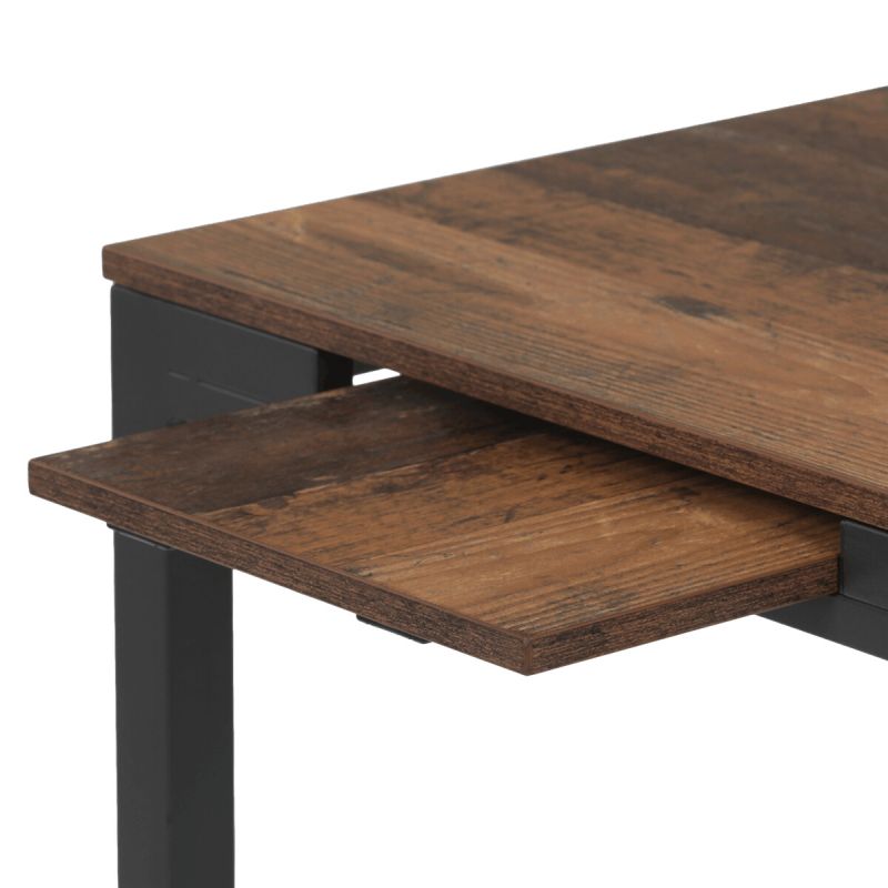 Rozkladací jedálenský stôl, old wood, 60–90 cm, s kovovými nohami