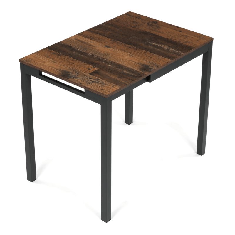 Rozkladací jedálenský stôl, old wood, 60–90 cm, s kovovými nohami