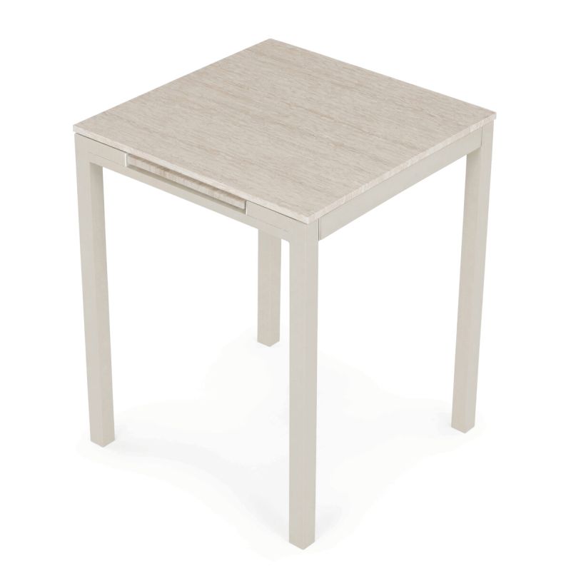 Rozkladací jedálenský stôl, travertin, 60–90 cm, s kovovými nohami
