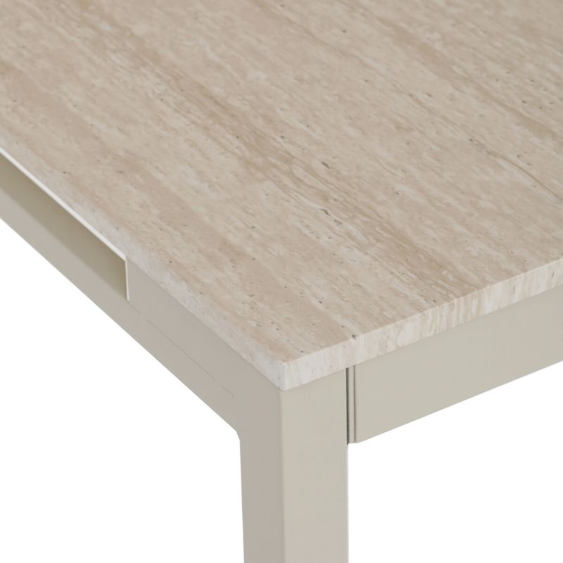 Rozkladací jedálenský stôl, travertin, 60–90 cm, s kovovými nohami