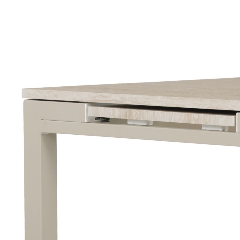 Rozkladací jedálenský stôl, travertin, 60–90 cm, s kovovými nohami
