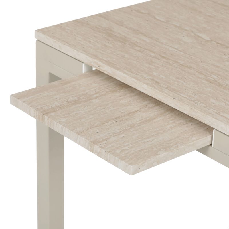 Rozkladací jedálenský stôl, travertin, 60–90 cm, s kovovými nohami