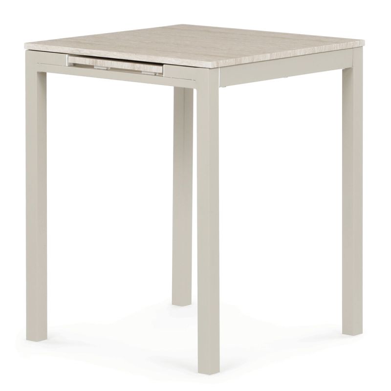 Rozkladací jedálenský stôl, travertin, 60–90 cm, s kovovými nohami