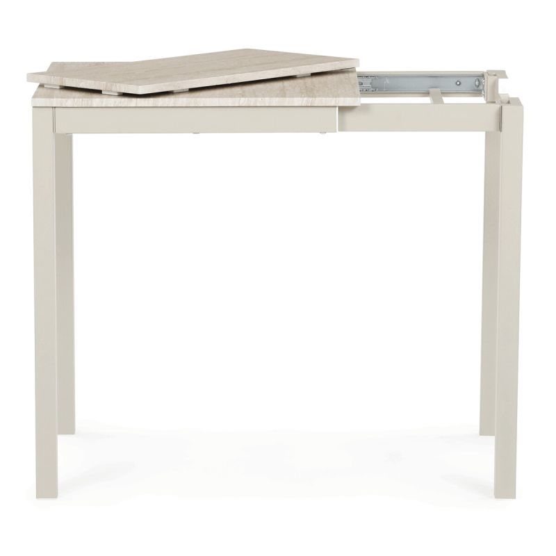 Rozkladací jedálenský stôl, travertin, 60–90 cm, s kovovými nohami
