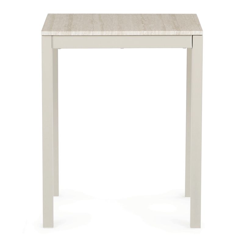 Rozkladací jedálenský stôl, travertin, 60–90 cm, s kovovými nohami