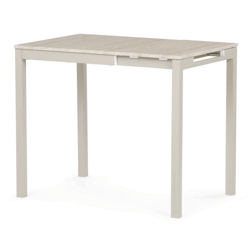Rozkladací jedálenský stôl, travertin, 60–90 cm, s kovovými nohami