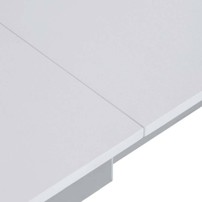 Rozkladací jedálenský stôl, biely, 60–90 cm, s kovovými nohami