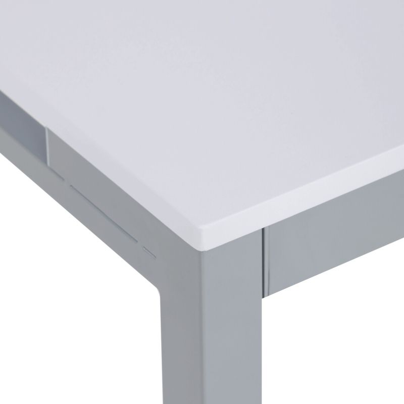 Rozkladací jedálenský stôl, biely, 60–90 cm, s kovovými nohami