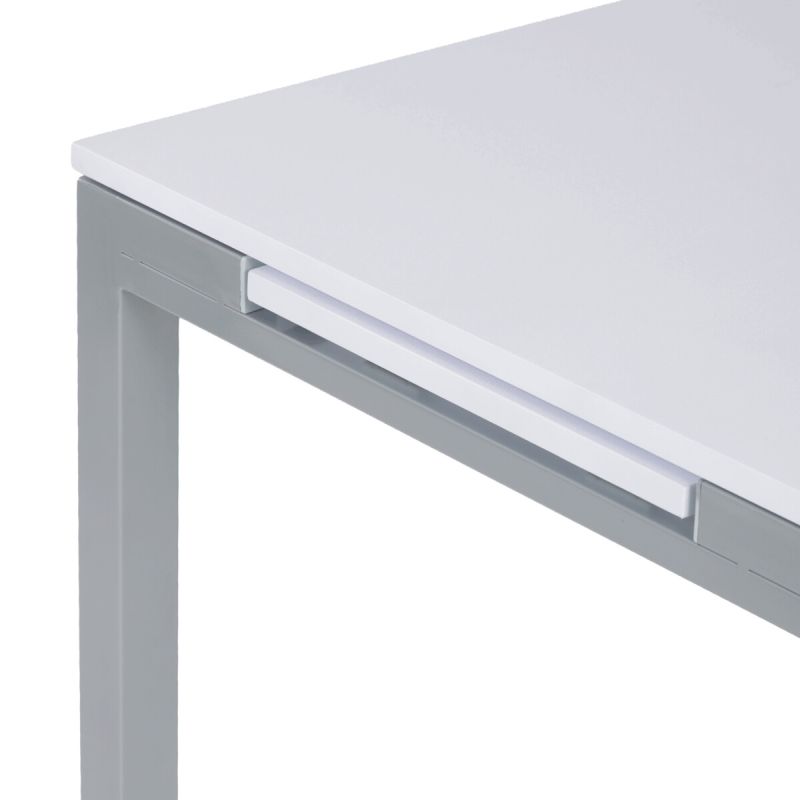 Rozkladací jedálenský stôl, biely, 60–90 cm, s kovovými nohami