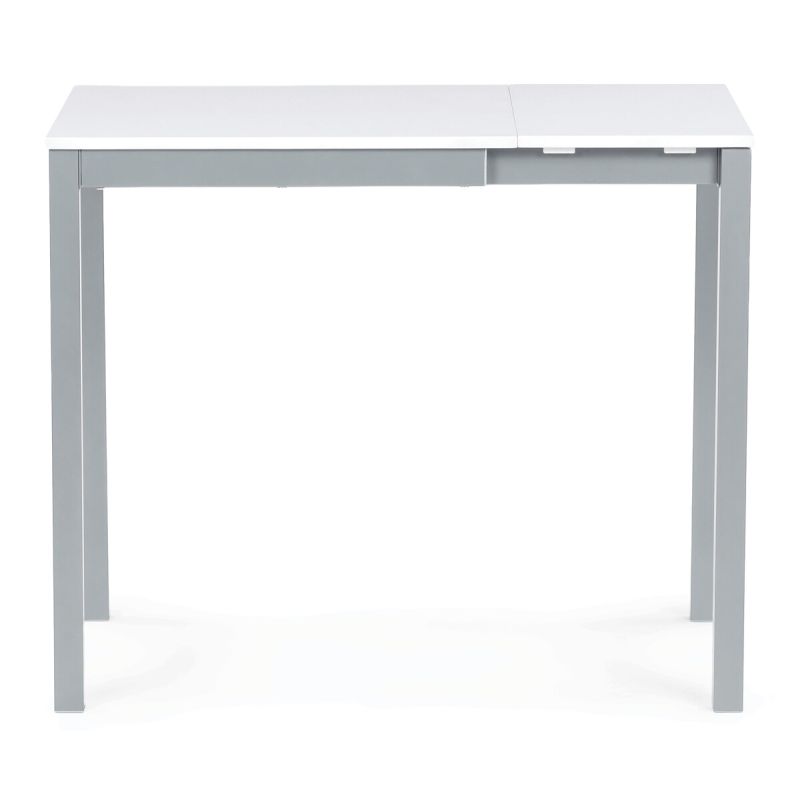 Rozkladací jedálenský stôl, biely, 60–90 cm, s kovovými nohami