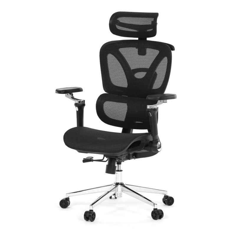 Ergonomická kancelárska stolička, čierna, so sieťovaným operadlom
