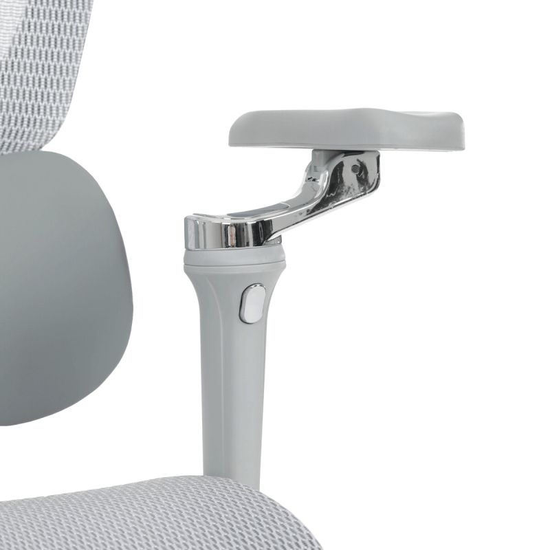 Ergonomická kancelárska stolička, sivá, sieťované operadlo a 5D podrúčky