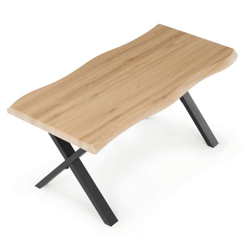 Konferenčný stolík, MDF doska 120x60, dekor divoký dub, nohy čierny kov