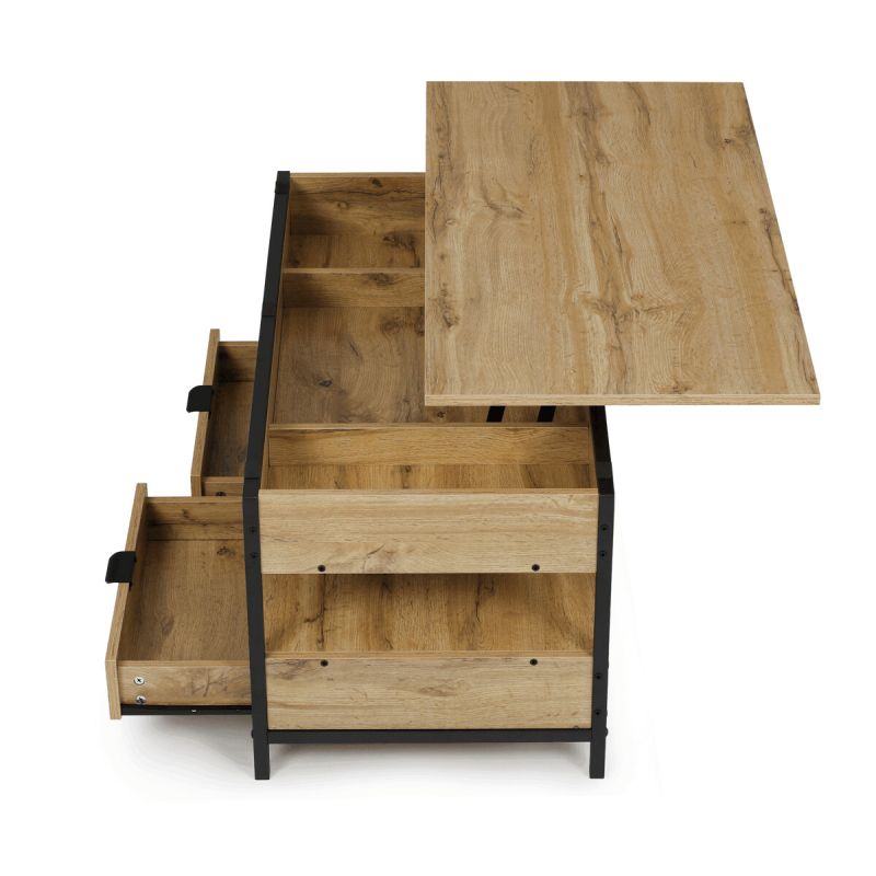 Konferenčný stolík, 100x50cm, MDF dub, nohy čierny kov