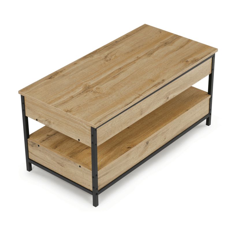 Konferenčný stolík, 100x50cm, MDF dub, nohy čierny kov