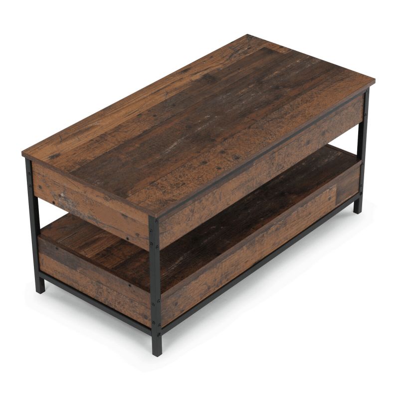Konferenčný stolík, 100x50cm, MDF old wood, nohy čierny kov