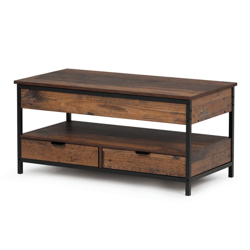 Konferenčný stolík, 100x50cm, MDF old wood, nohy čierny kov