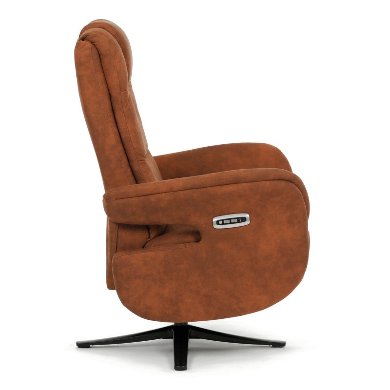 Polohovacie elektrické kreslo, hnedá, látka vintage, Zero Gravity
