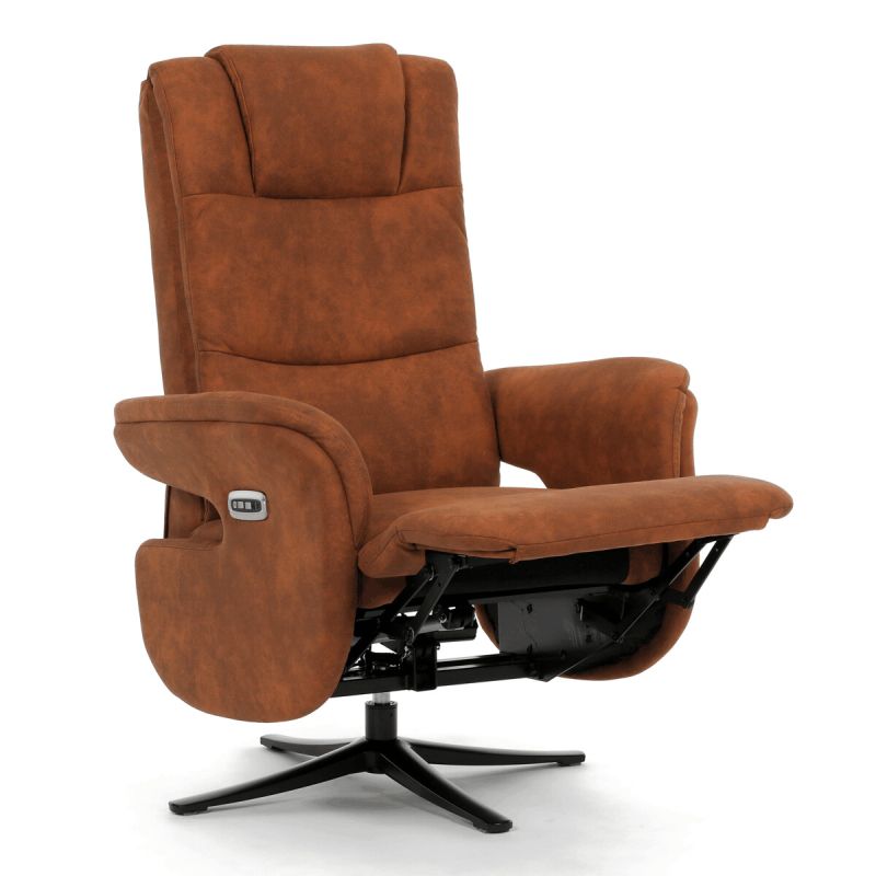 Polohovacie elektrické kreslo, hnedá, látka vintage, Zero Gravity