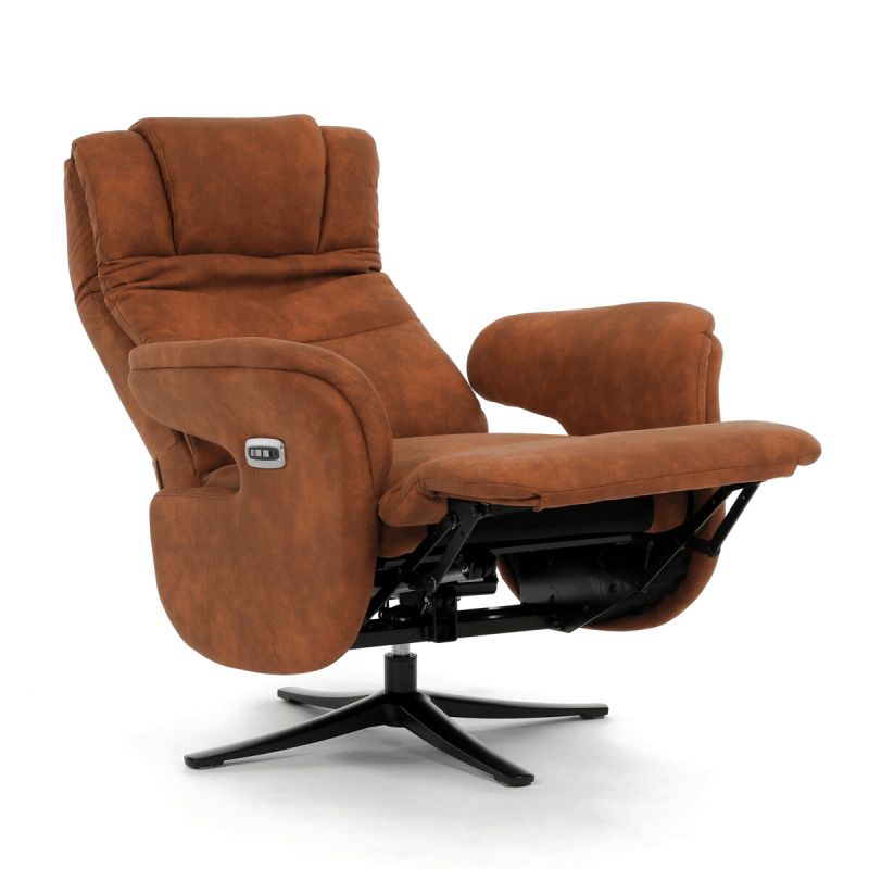 Polohovacie elektrické kreslo, hnedá, látka vintage, Zero Gravity