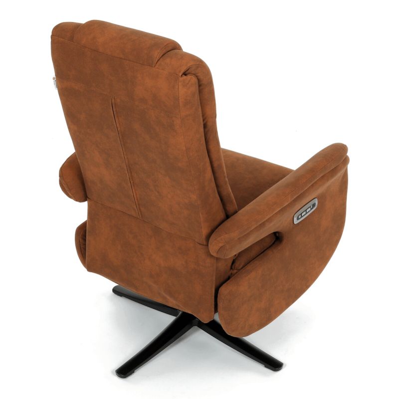 Polohovacie elektrické kreslo, hnedá, látka vintage, Zero Gravity