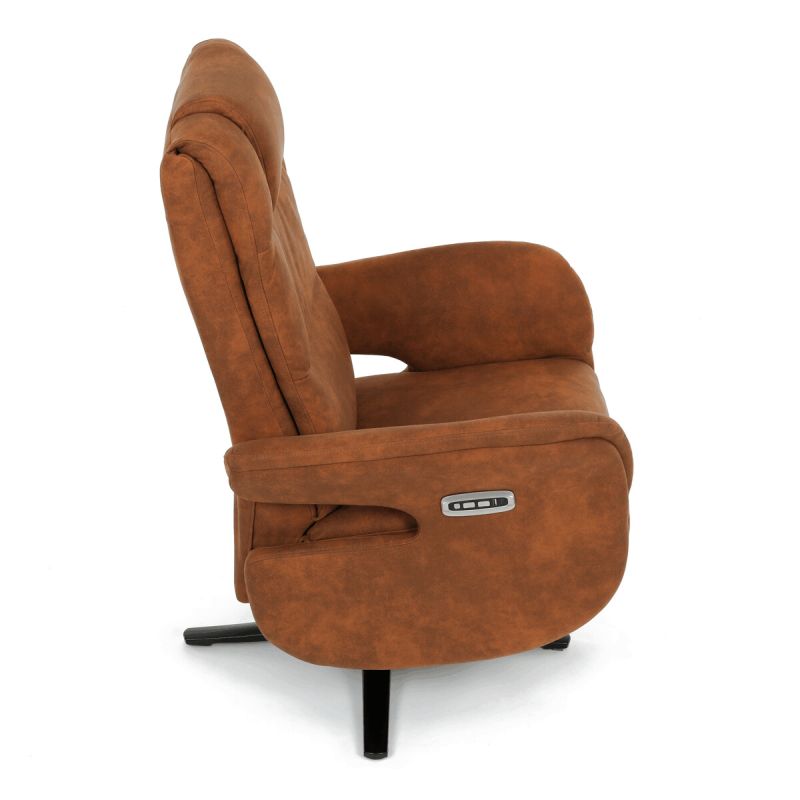 Polohovacie elektrické kreslo, hnedá, látka vintage, Zero Gravity